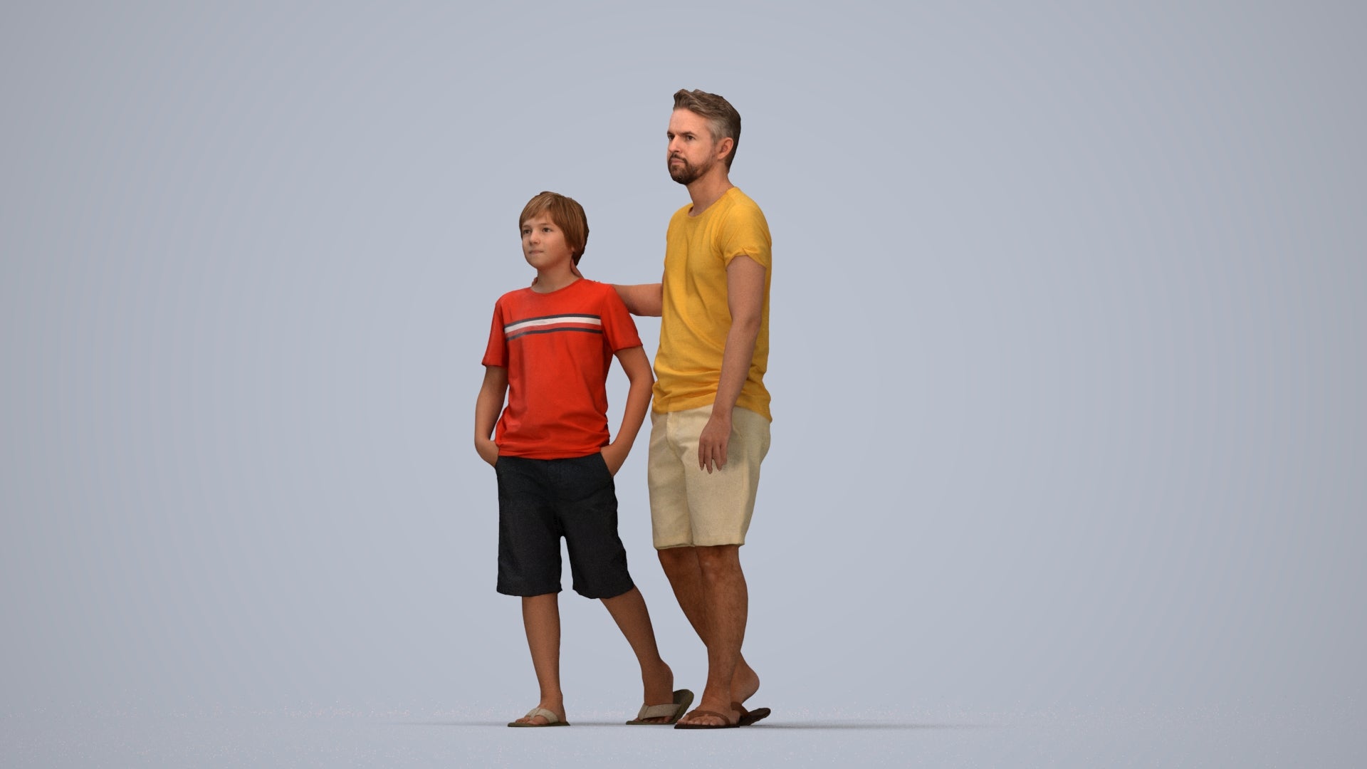 realistic 3D human boy casual kids, archviz people FBX OBJ for Blender, top-down view render