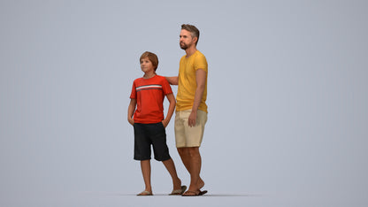 realistic 3D human boy casual kids, archviz people FBX OBJ for Blender, top-down view render