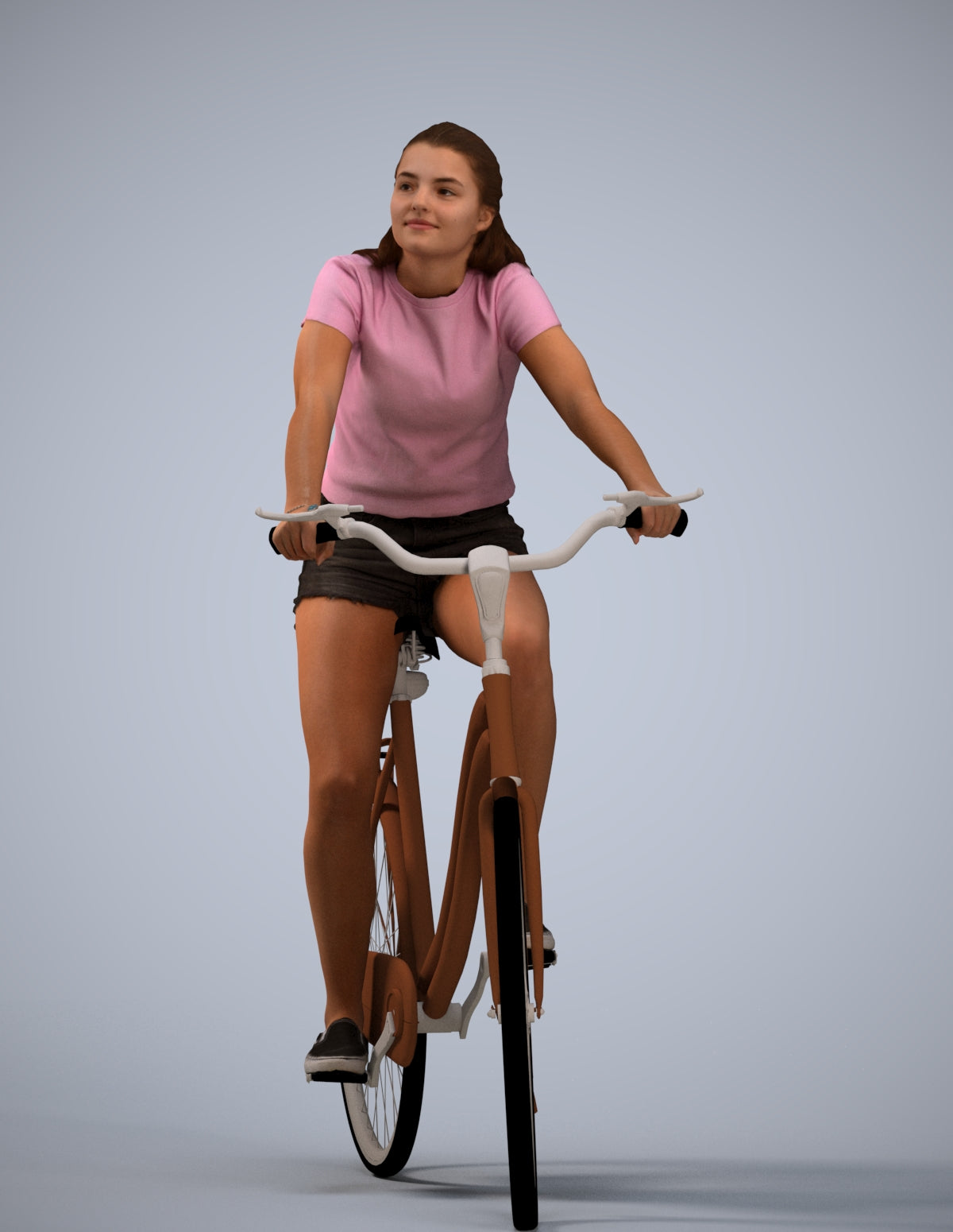 realistic 3D human girl casual cycling, archviz people FBX OBJ for Blender