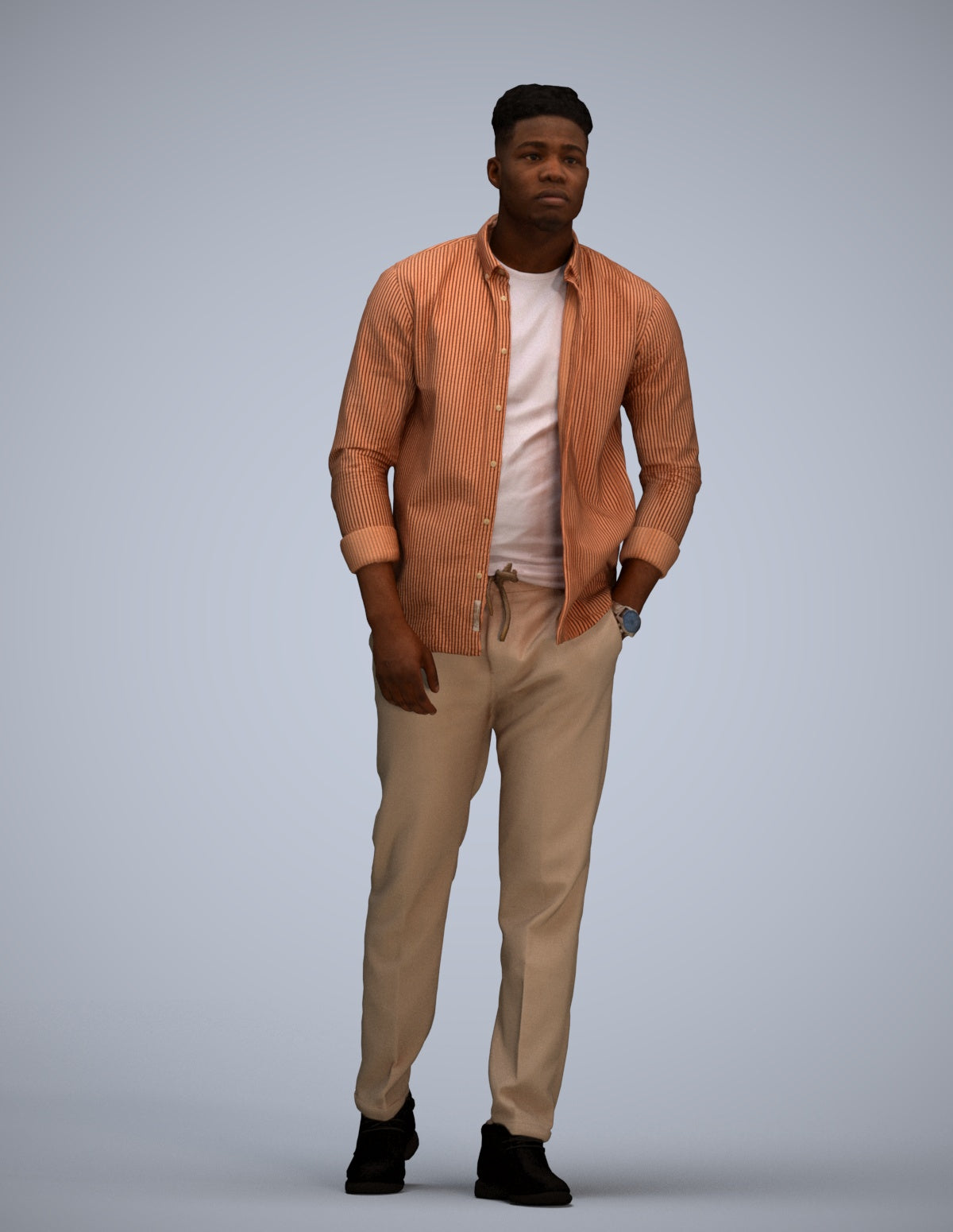 3D scanned man walking casual, photorealistic archviz people for Enscape and SketchUp