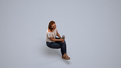 realistic 3D people woman casual sitting, render-ready for V-Ray and Corona, FBX OBJ, back view render