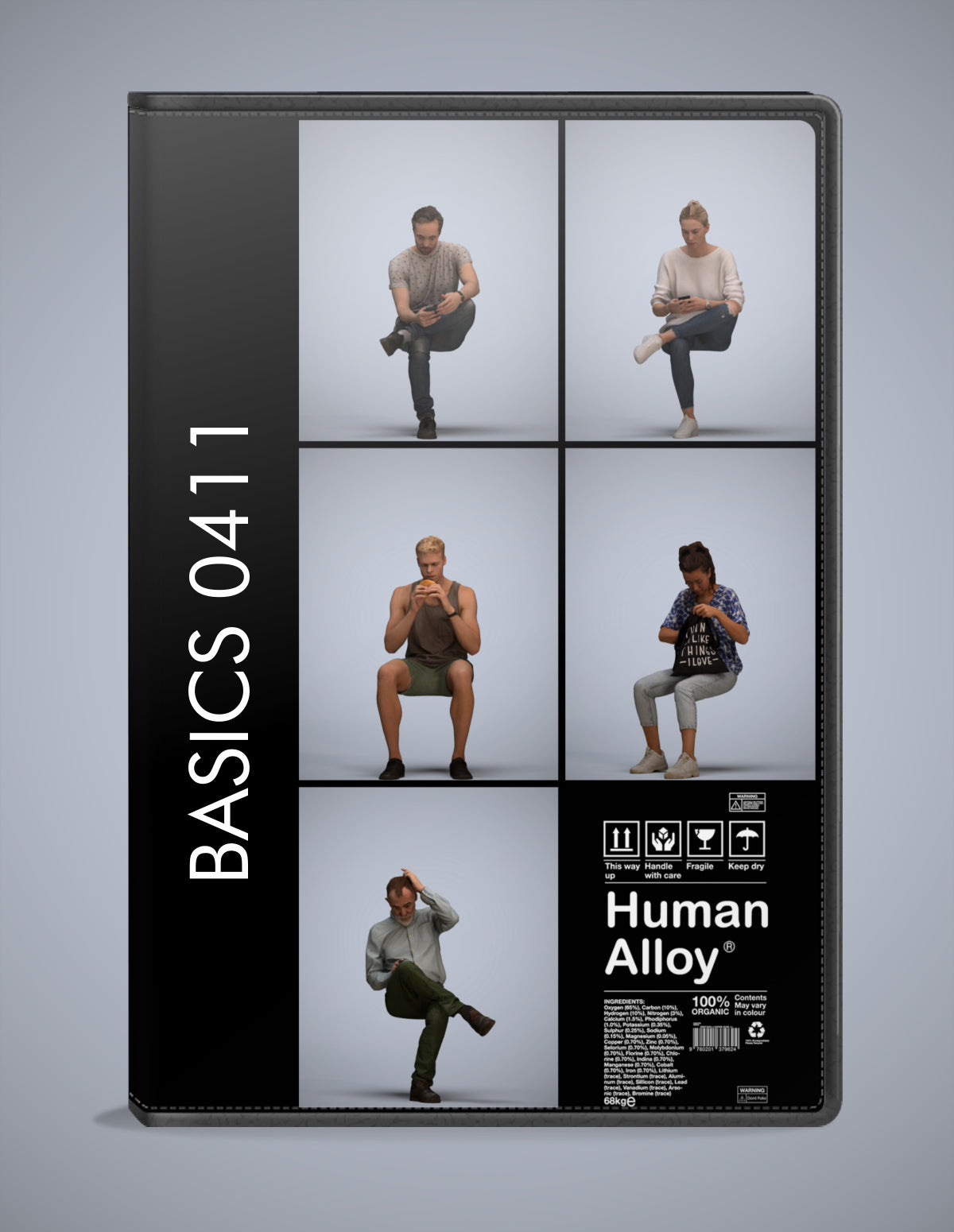 photogrammetry 3D people sitting collection, 5 realistic human models archviz FBX