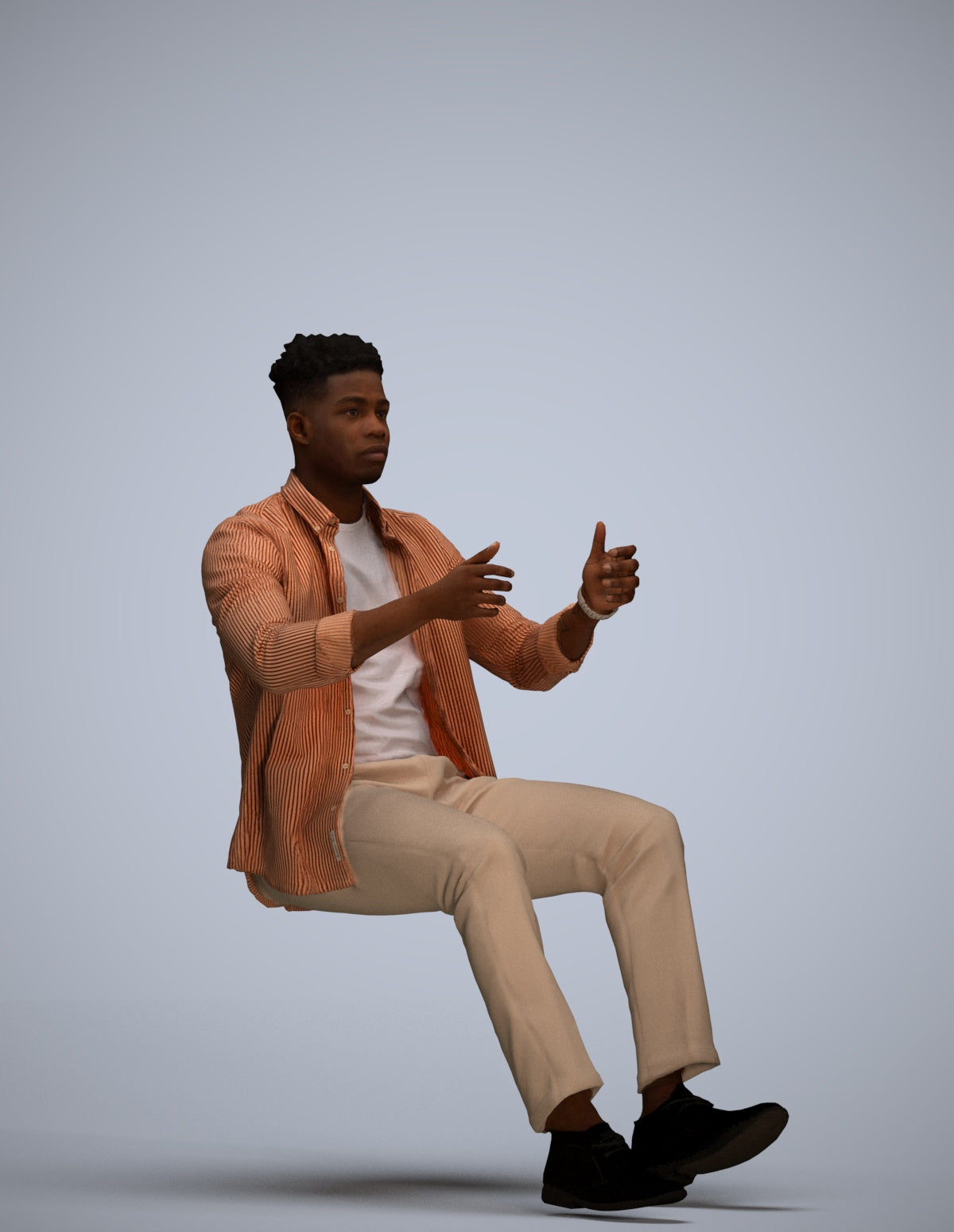 scanned 3D man casual driving, photogrammetry people for Enscape and V-Ray