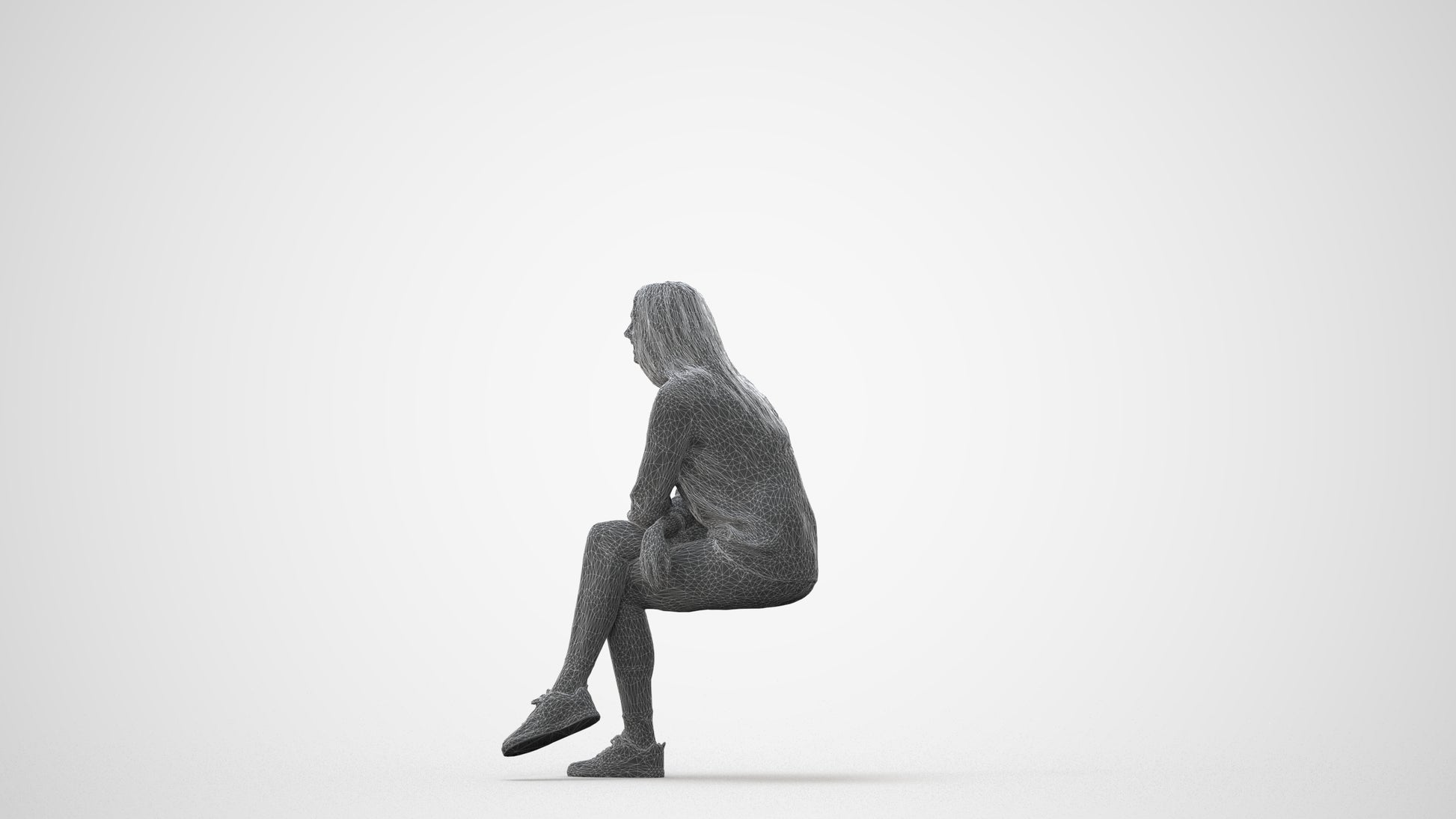 3D people model woman casual sitting, scanned human for 3ds Max rendering, square thumbnail
