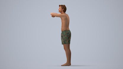 realistic 3D man pool, scanned archviz people for Blender and 3ds Max, three-quarter view render