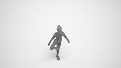 scanned 3D girl sport kids, photogrammetry people for Enscape and V-Ray, wireframe three-quarter view