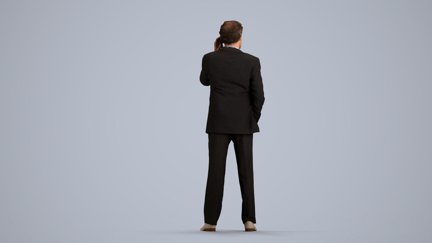 photogrammetry 3D man business standing, realistic human model archviz FBX, front view render
