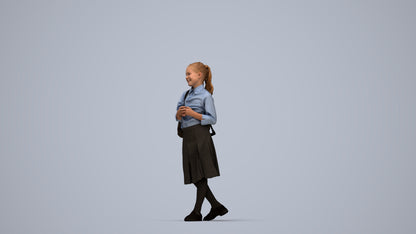 3D human model girl kids, photogrammetry scanned person for archviz, top-down view render