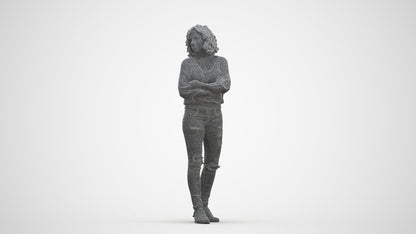 3D people model woman casual walking, scanned human for 3ds Max rendering, three-quarter front view render