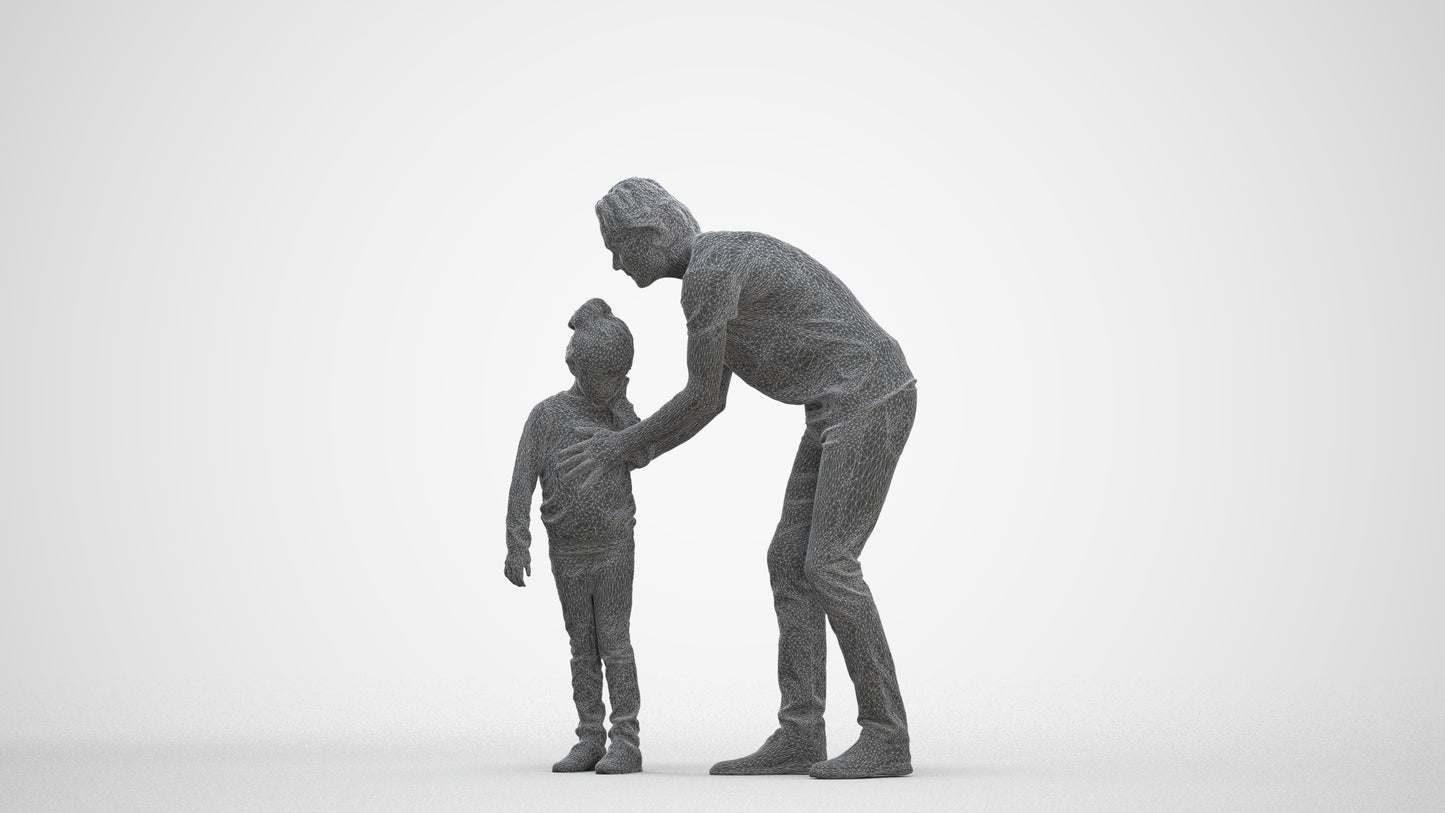 realistic 3D people girl casual kids, render-ready for V-Ray and Corona, FBX OBJ, three-quarter front view render