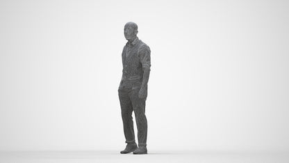 scanned 3D man business, photogrammetry people for Enscape and V-Ray, wireframe back view