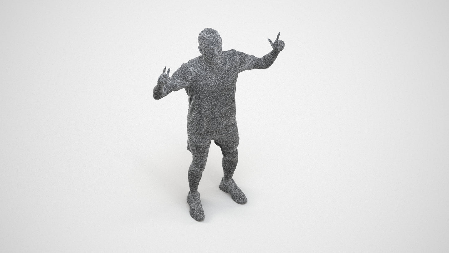photogrammetry 3D man sport, realistic human model archviz FBX, wireframe three-quarter view