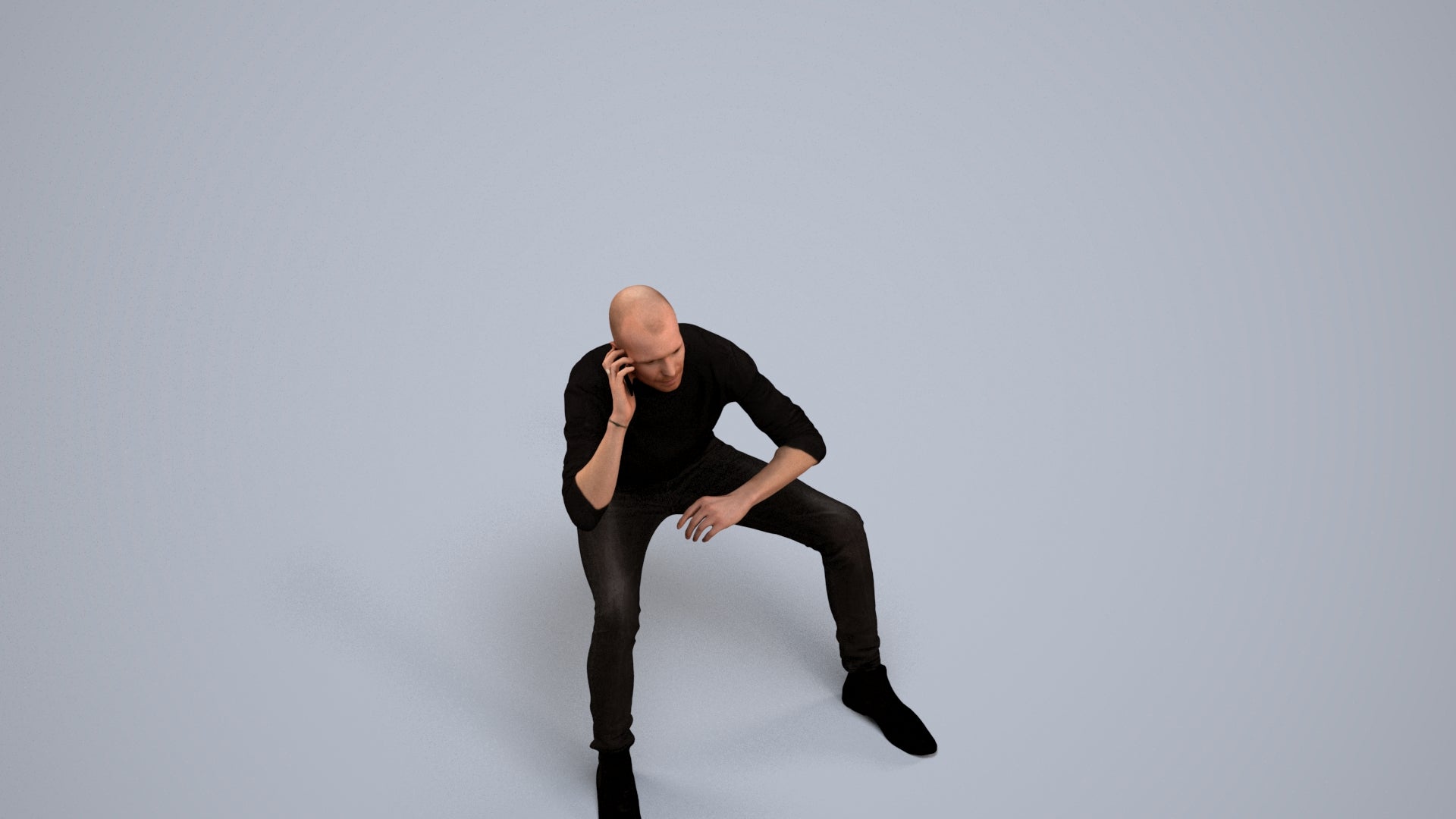 3D human model man casual business, photogrammetry scanned person for archviz, back view render