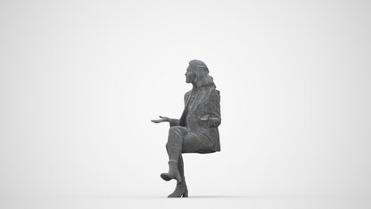 realistic 3D people woman business, render-ready for V-Ray and Corona, FBX OBJ, wireframe back view