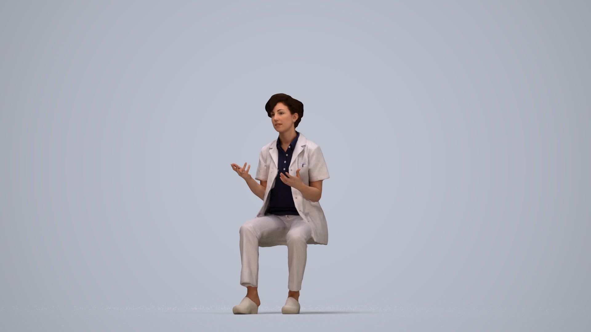 scanned 3D woman medical, photogrammetry people for Enscape and V-Ray, top-down view render