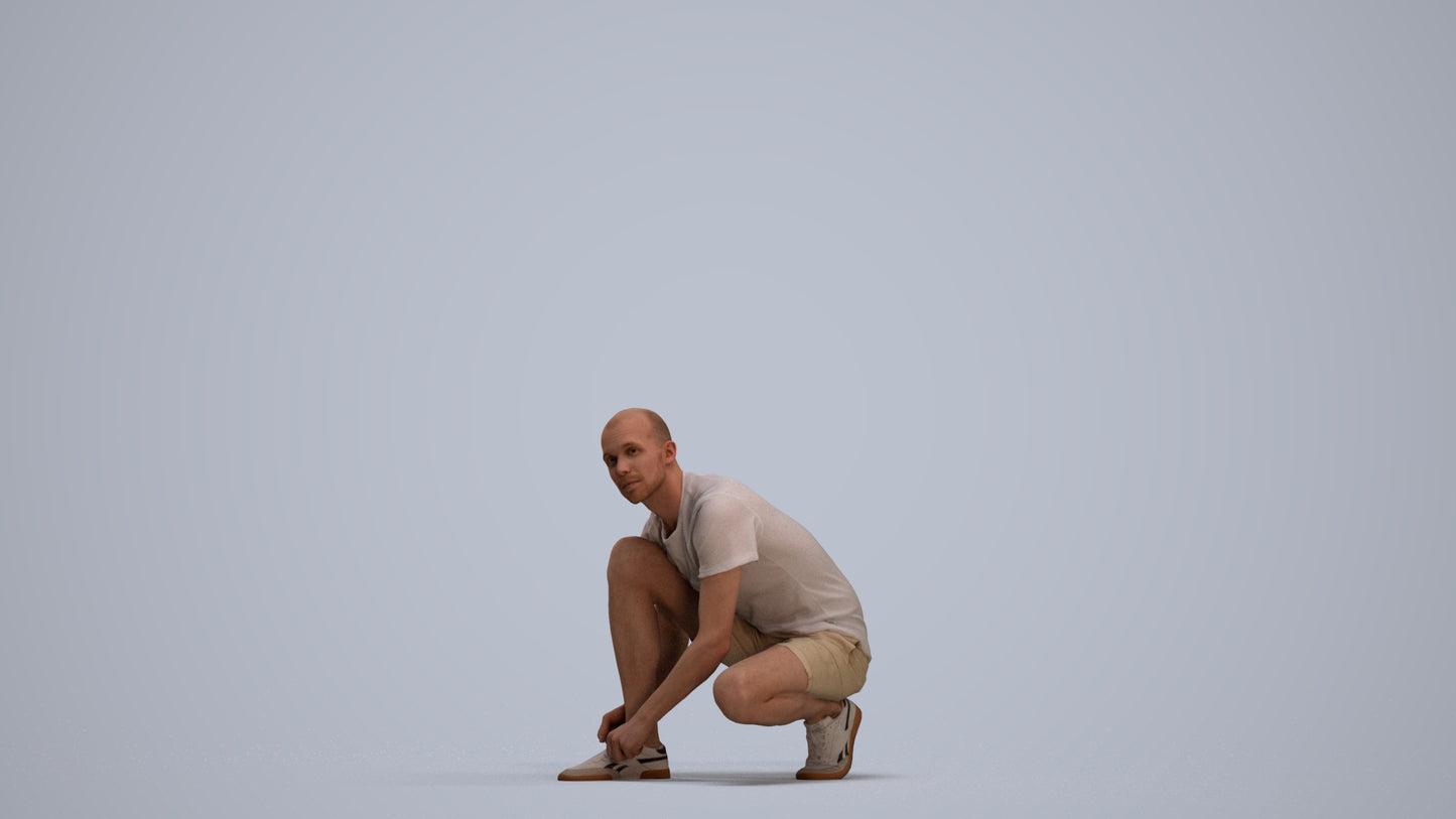 scanned 3D man casual standing, photogrammetry people for Enscape and V-Ray, standing pose render