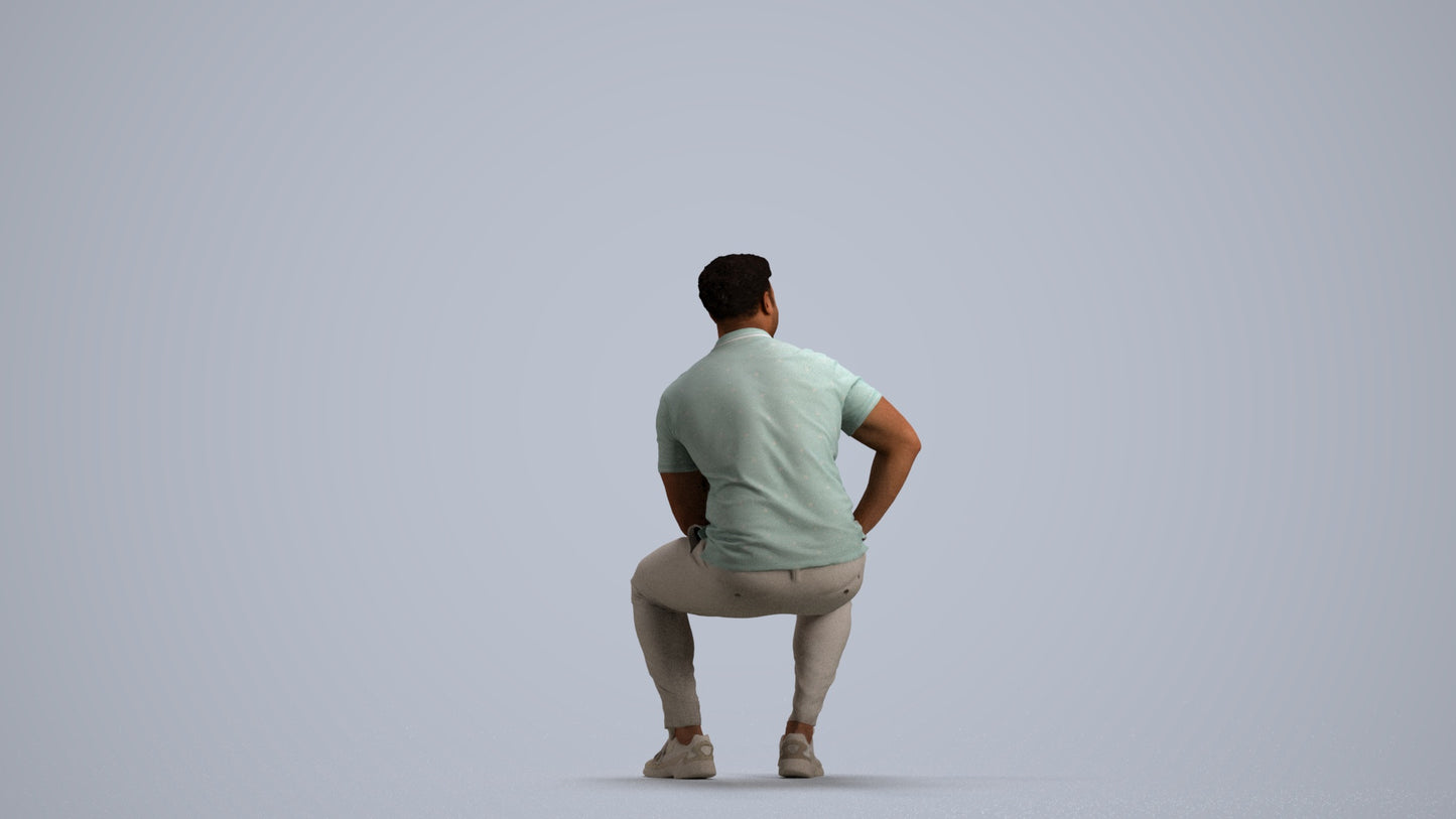 3D scanned man pool casual, photorealistic archviz people for Enscape and SketchUp, front view render