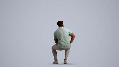 3D scanned man pool casual, photorealistic archviz people for Enscape and SketchUp, front view render