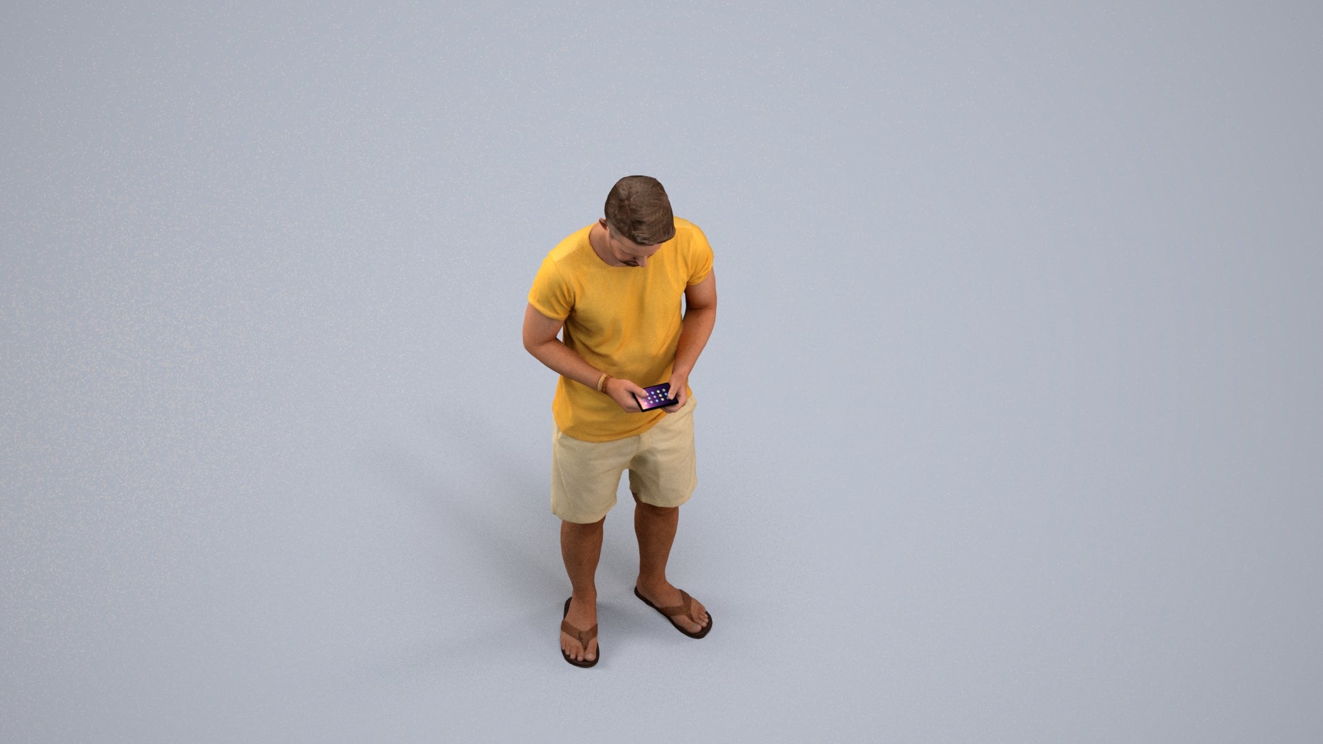 realistic 3D human man standing, archviz people FBX OBJ for Blender, back view render