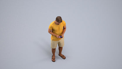 realistic 3D human man standing, archviz people FBX OBJ for Blender, back view render
