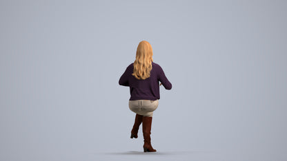 realistic 3D human woman casual sitting, archviz people FBX OBJ for Blender, front view render