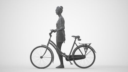 scanned 3D woman casual cycling, photogrammetry people for Enscape and V-Ray, square thumbnail