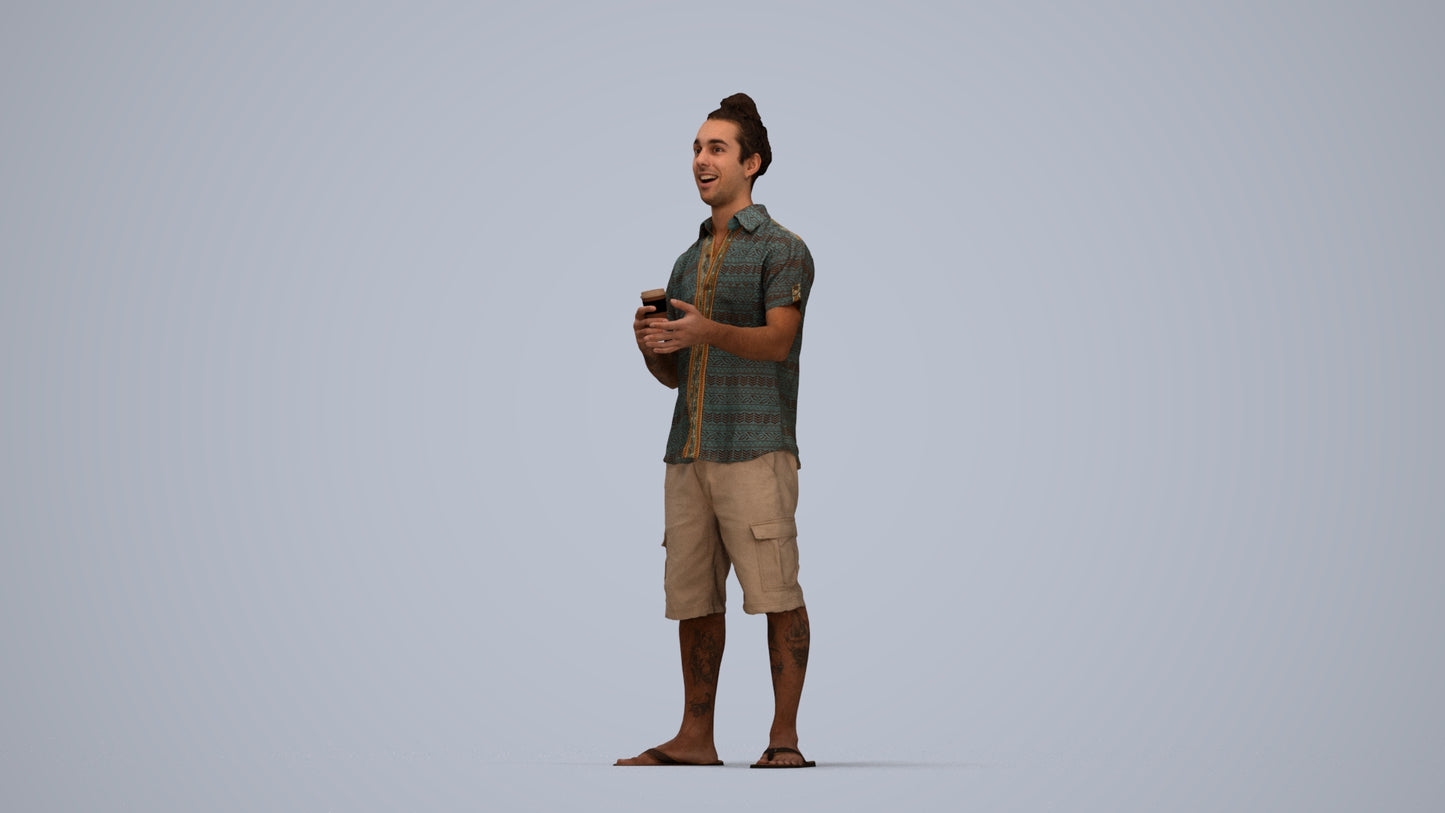 scanned 3D man casual standing, photogrammetry people for Enscape and V-Ray, top-down view render