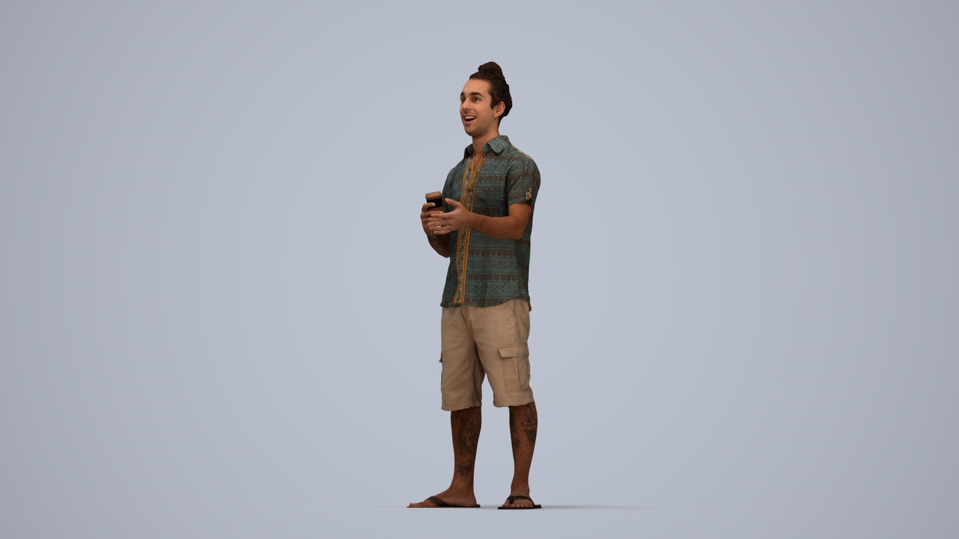 scanned 3D man casual standing, photogrammetry people for Enscape and V-Ray, top-down view render