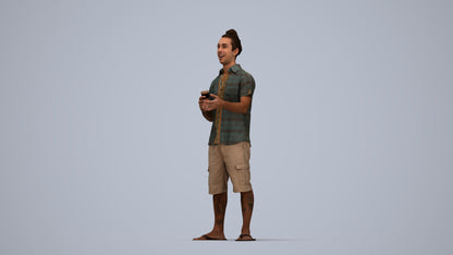 scanned 3D man casual standing, photogrammetry people for Enscape and V-Ray, top-down view render