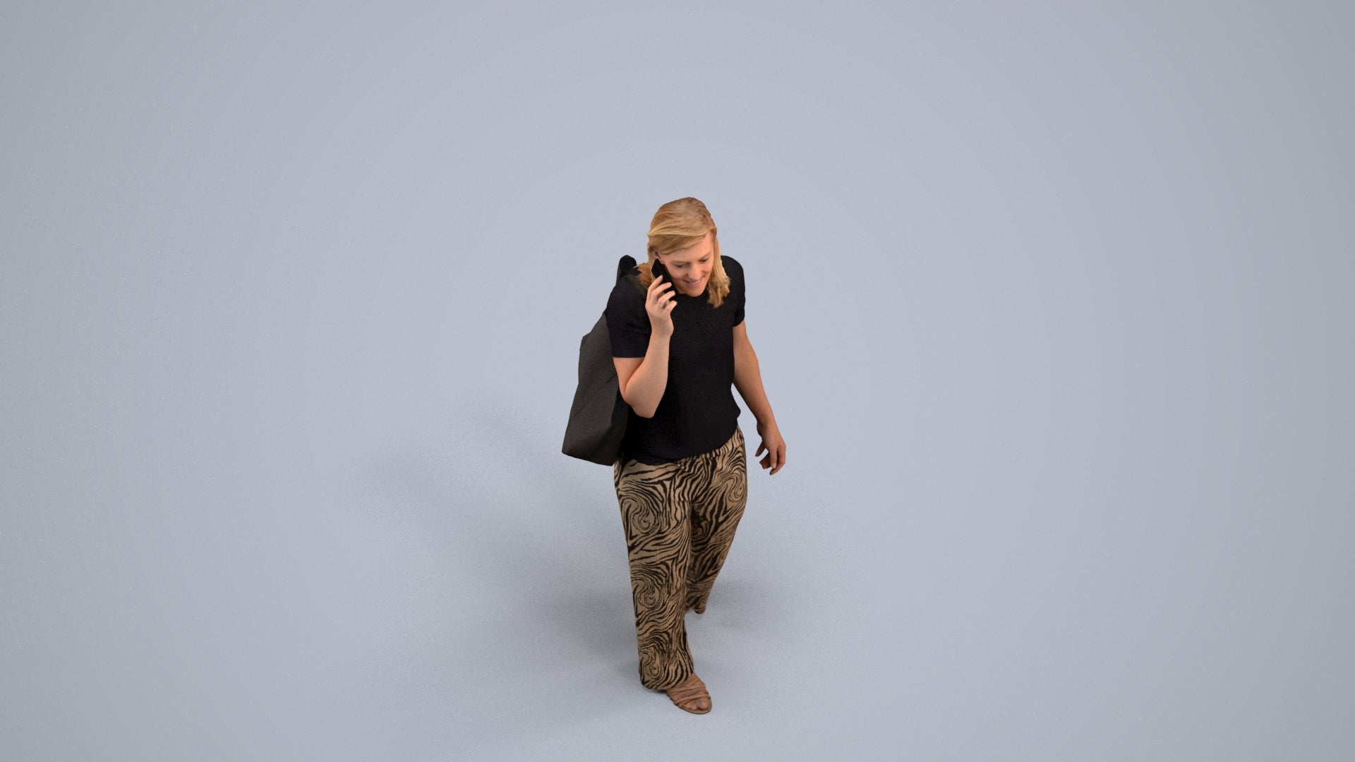 realistic 3D people woman casual walking, render-ready for V-Ray and Corona, FBX OBJ, back view render