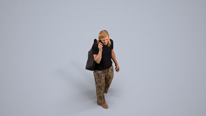 realistic 3D people woman casual walking, render-ready for V-Ray and Corona, FBX OBJ, back view render