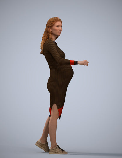 3D human model woman casual standing, photogrammetry scanned person for archviz
