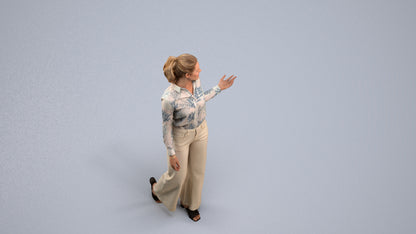 3D scanned woman walking casual, photorealistic archviz people for Enscape and SketchUp, back view render