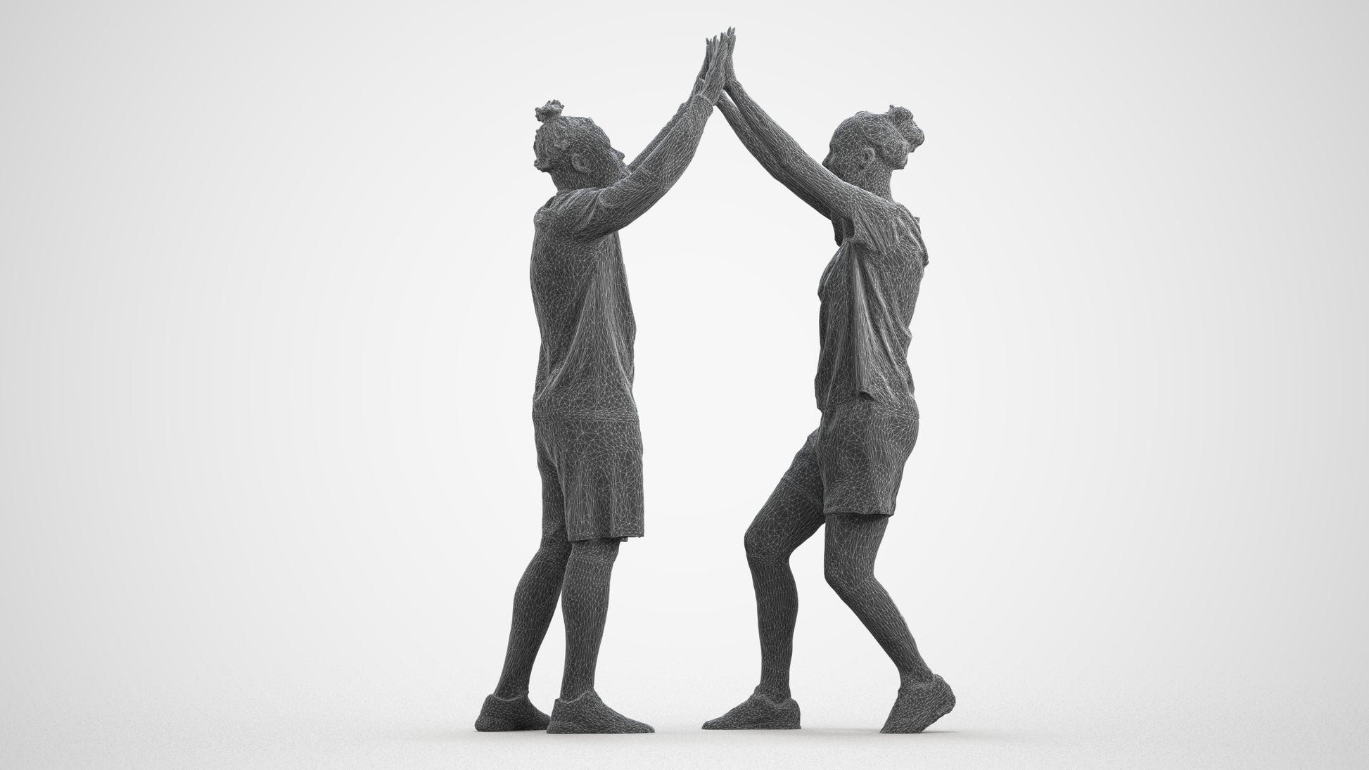 realistic 3D human woman sport, archviz people FBX OBJ for Blender, wireframe front view