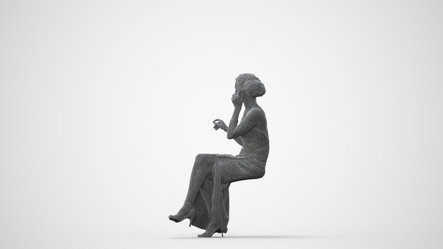 3D human model woman formal formalaffairs, photogrammetry scanned person for archviz, square thumbnail