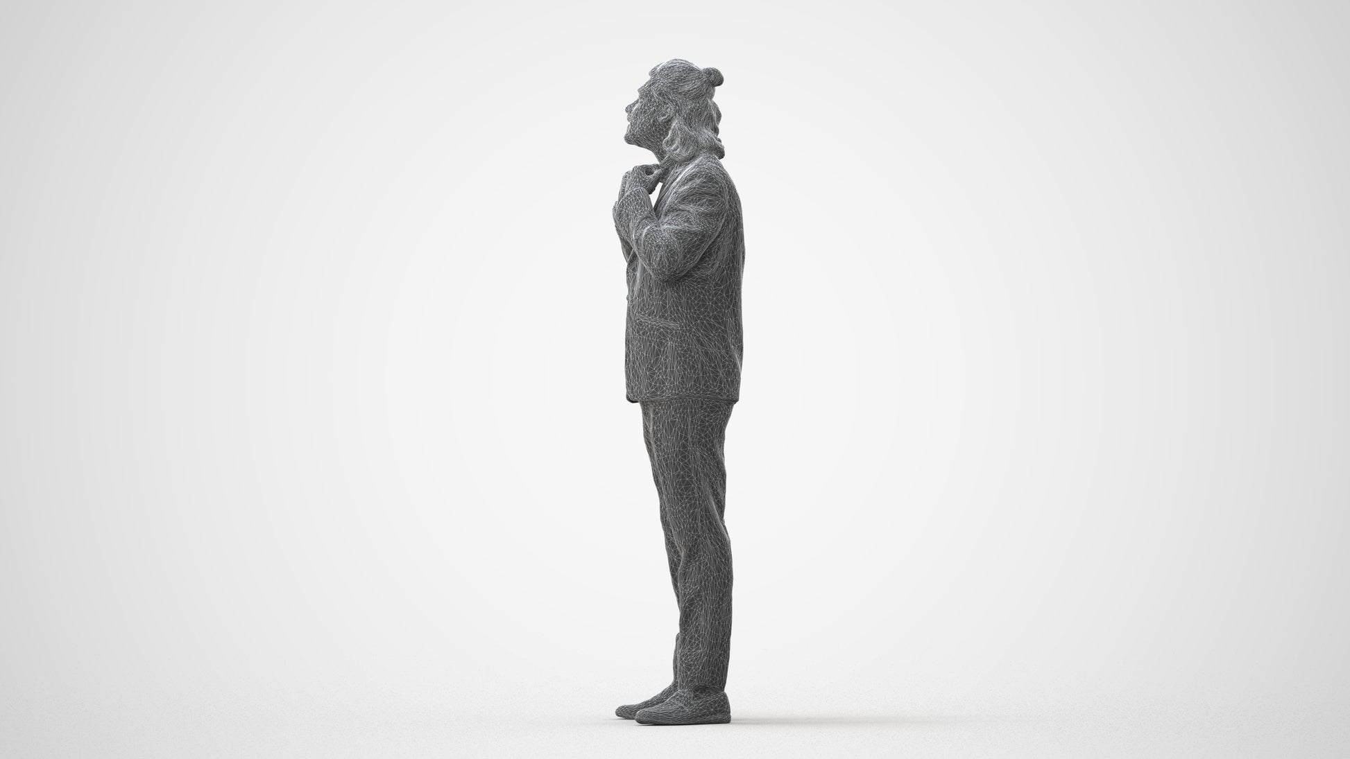 3D human model man formal cycling, photogrammetry scanned person for archviz, square thumbnail
