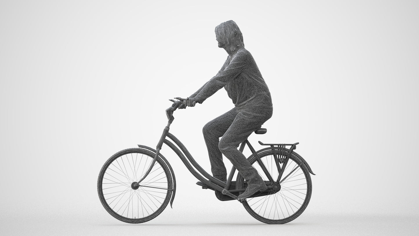 3D people model woman casual cycling, scanned human for 3ds Max rendering, square thumbnail