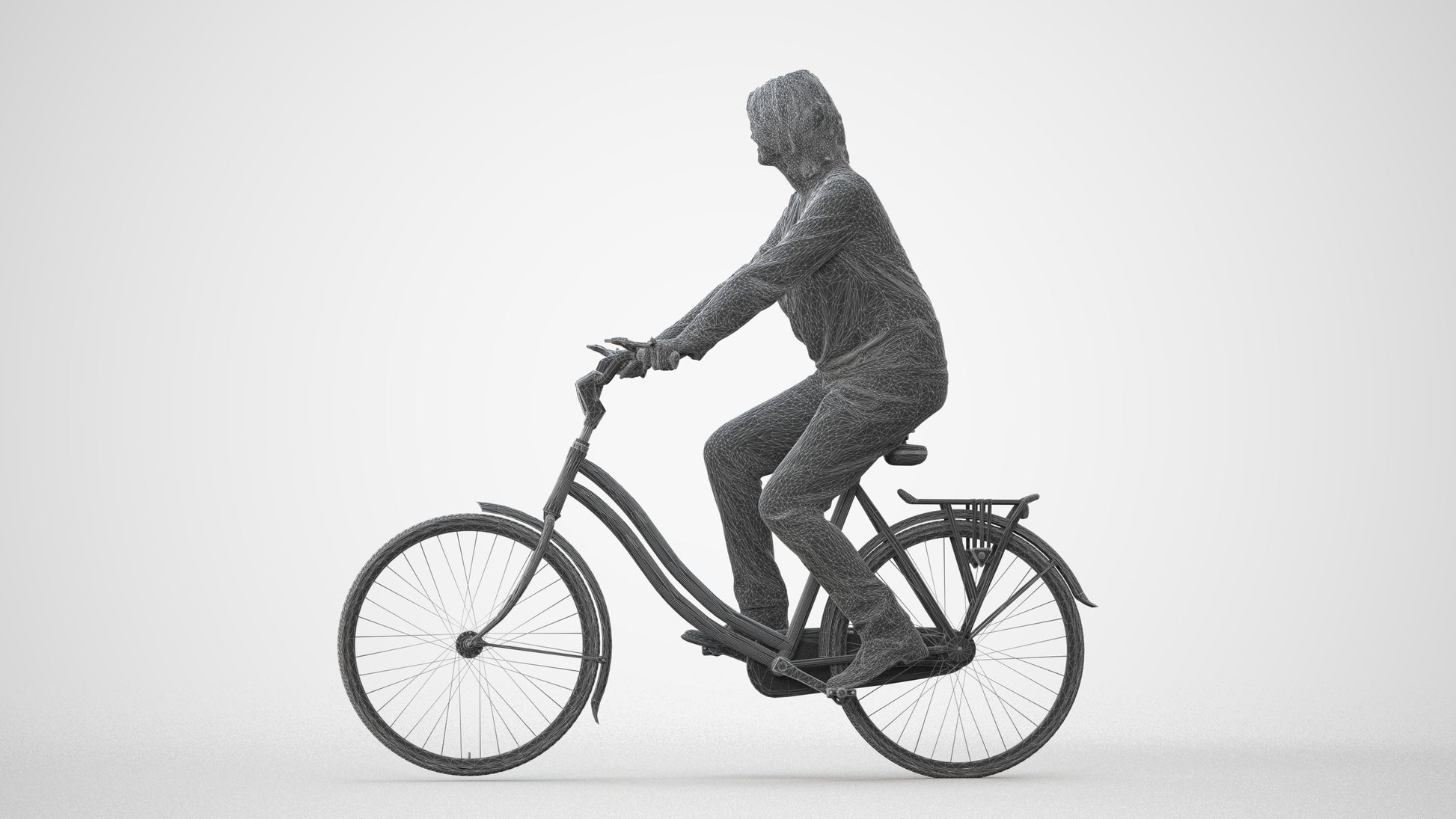 3D people model woman casual cycling, scanned human for 3ds Max rendering, square thumbnail