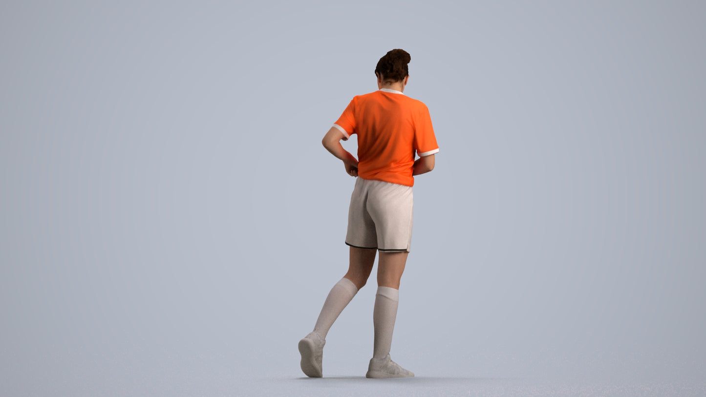 3D human model woman sport, photogrammetry scanned person for archviz, front view render