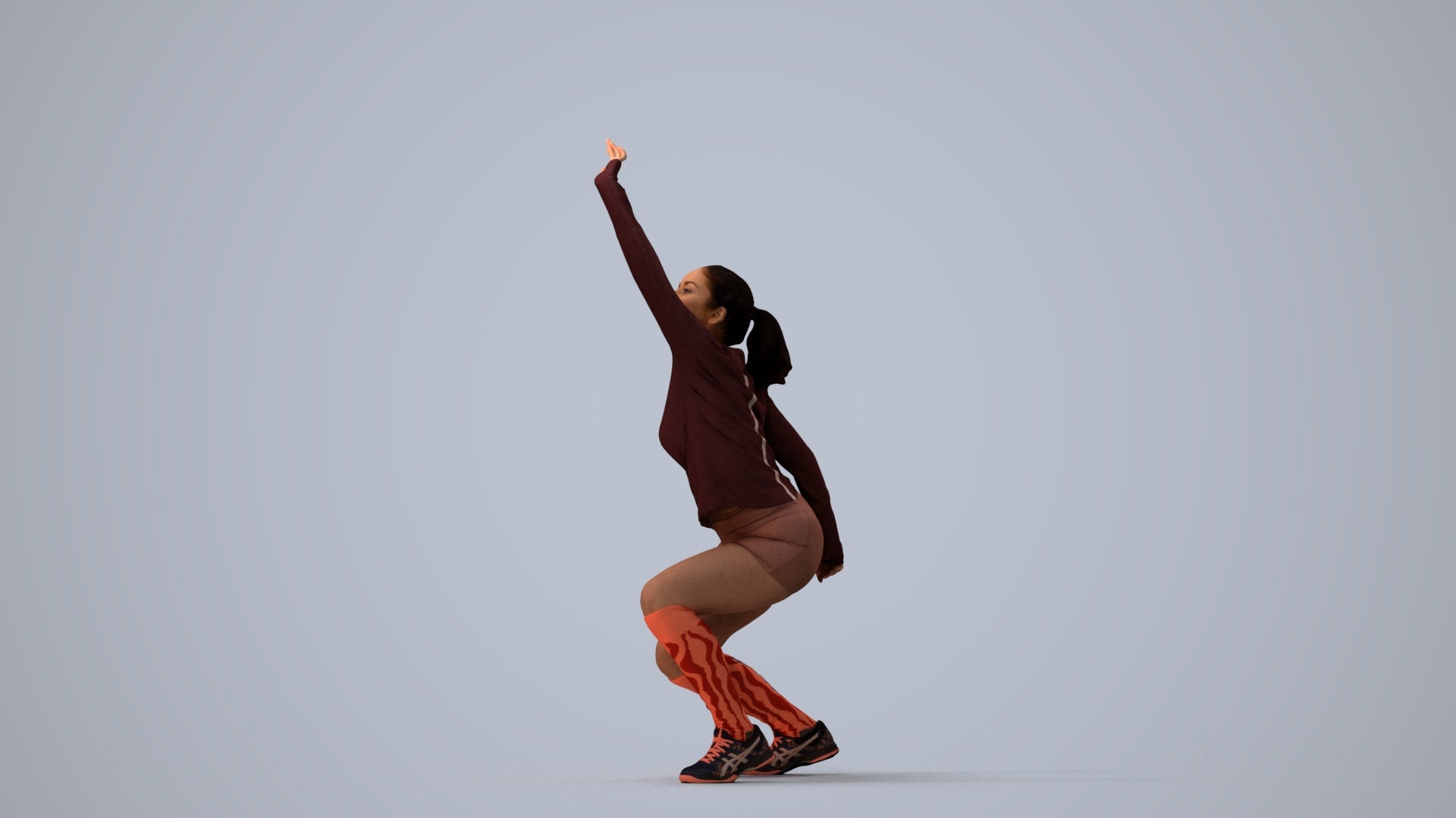 photogrammetry 3D woman sport, realistic human model archviz FBX, three-quarter view render
