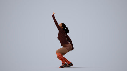photogrammetry 3D woman sport, realistic human model archviz FBX, three-quarter view render