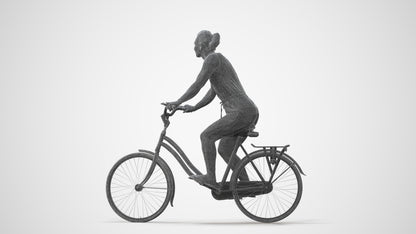 realistic 3D human woman casual cycling, archviz people FBX OBJ for Blender, square thumbnail