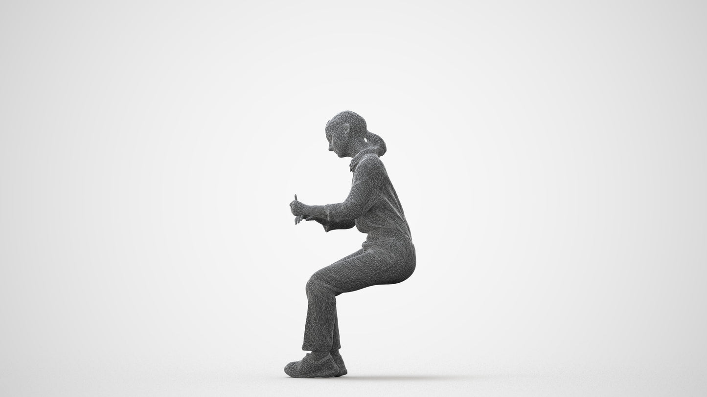 3D human model girl kids, photogrammetry scanned person for archviz, square thumbnail