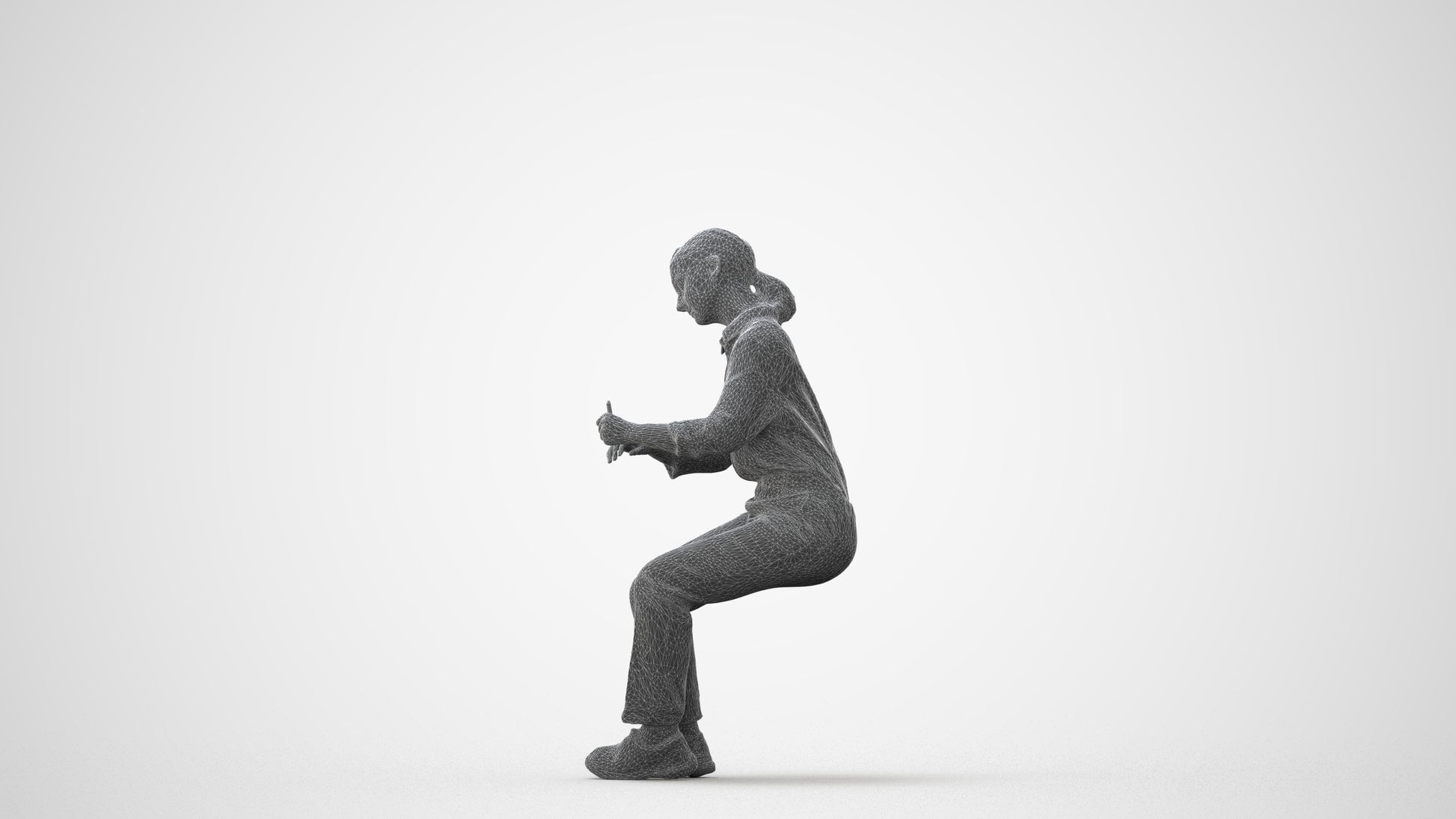 3D human model girl kids, photogrammetry scanned person for archviz, square thumbnail