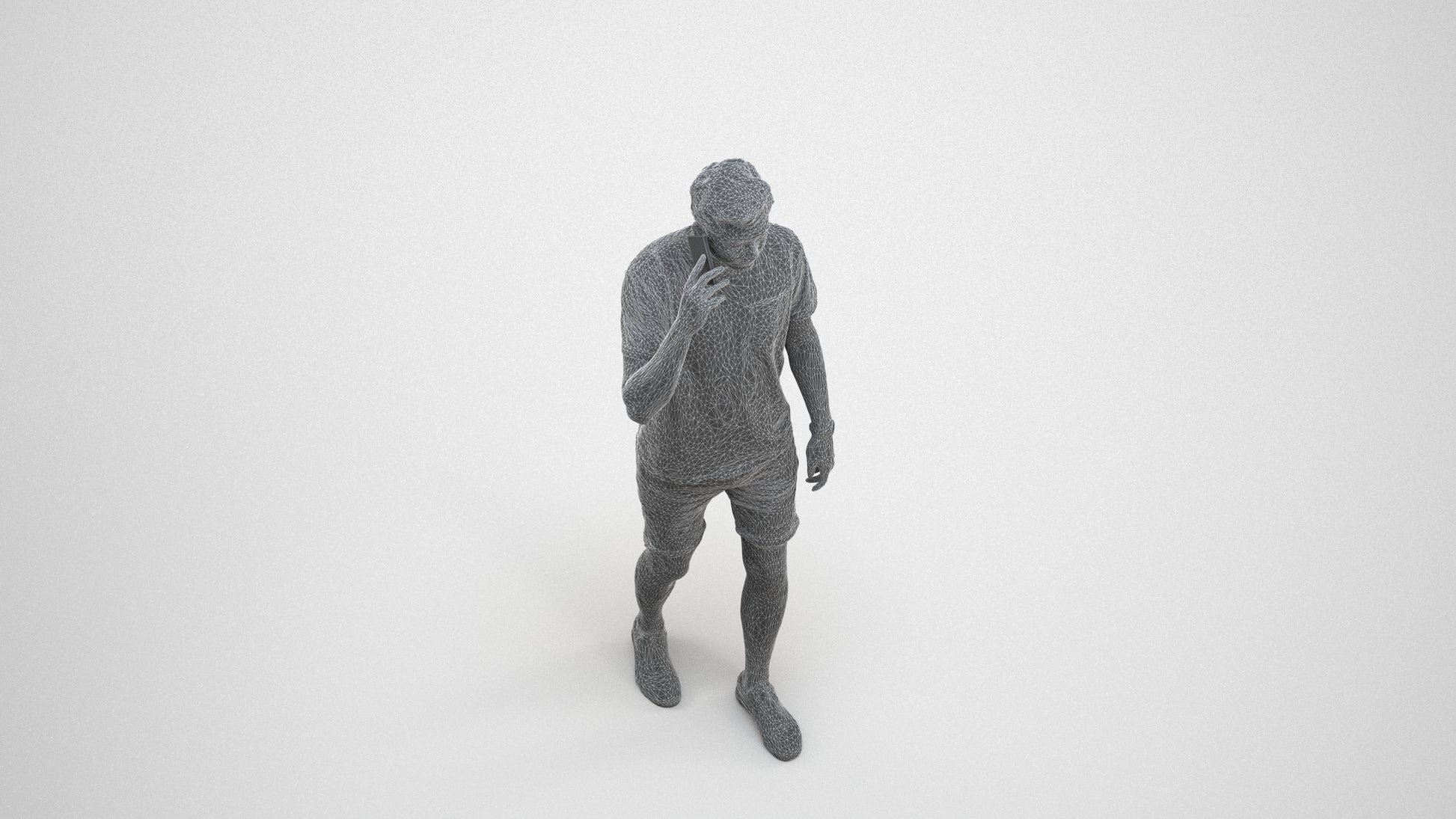 realistic 3D people man casual walking, render-ready for V-Ray and Corona, FBX OBJ, wireframe three-quarter view