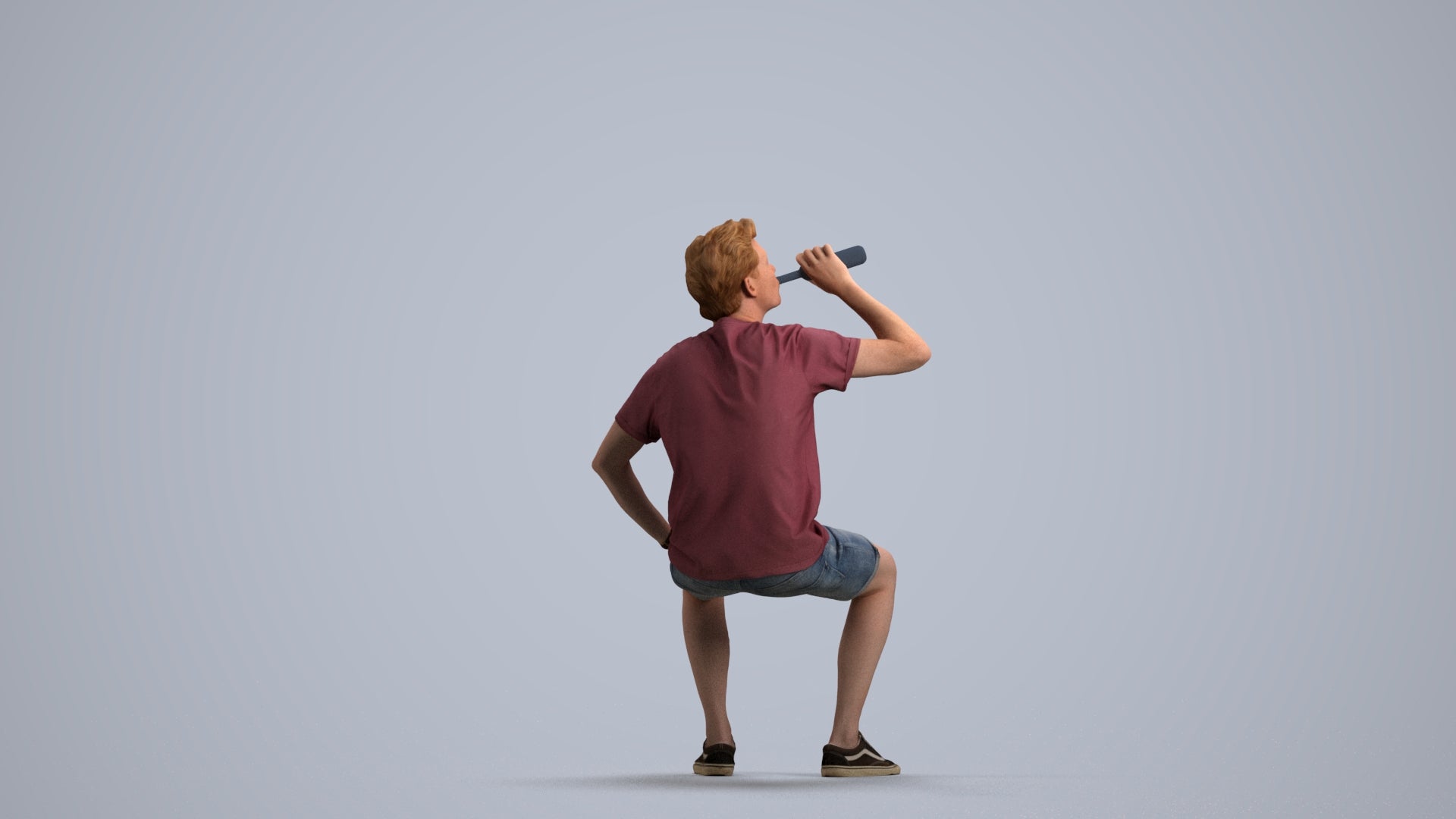 3D scanned man sitting casual, photorealistic archviz people for Enscape and SketchUp, front view render