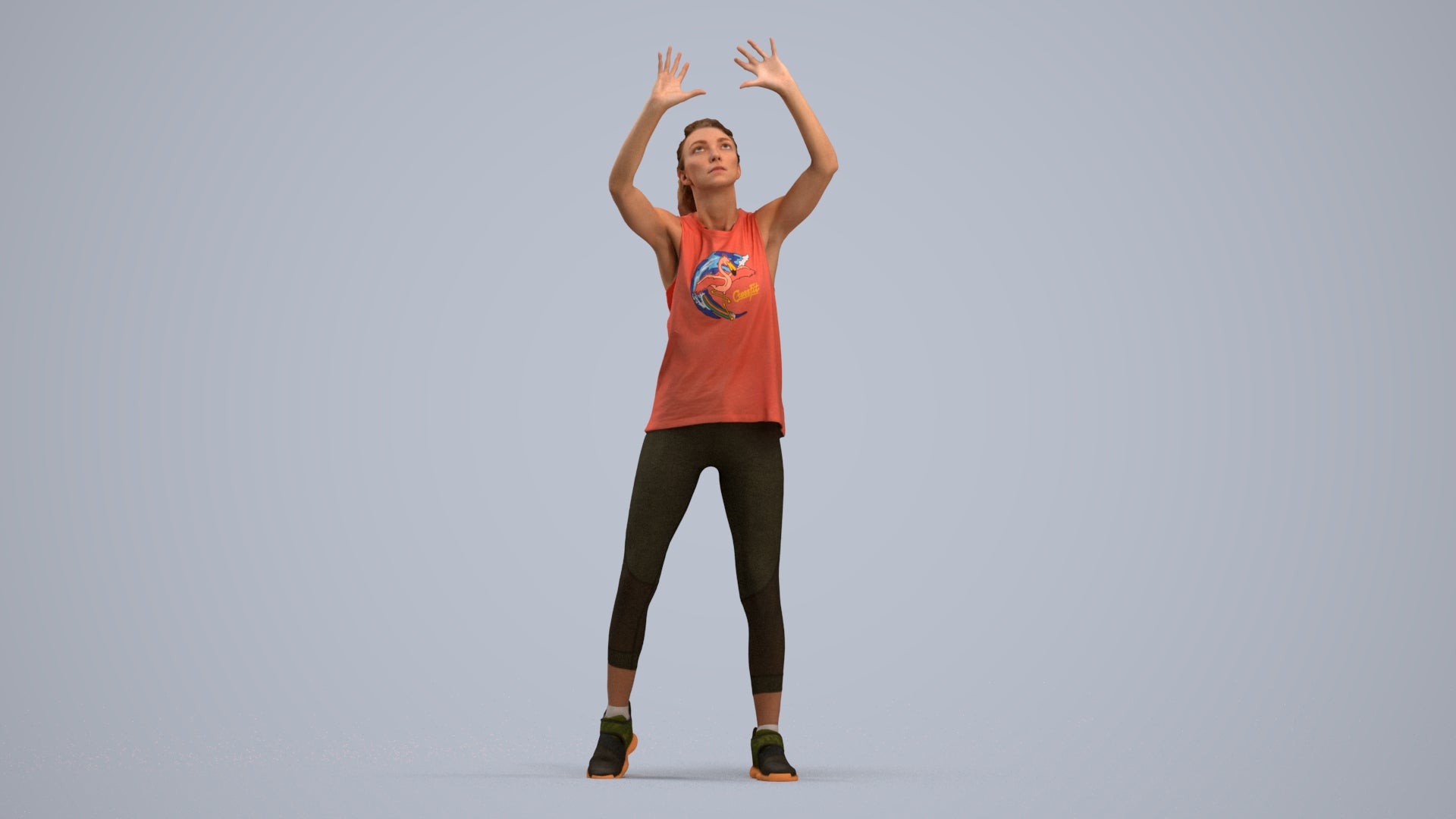 scanned 3D woman sport, photogrammetry people for Enscape and V-Ray, standing pose render