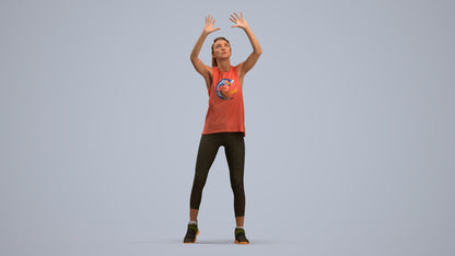 scanned 3D woman sport, photogrammetry people for Enscape and V-Ray, standing pose render