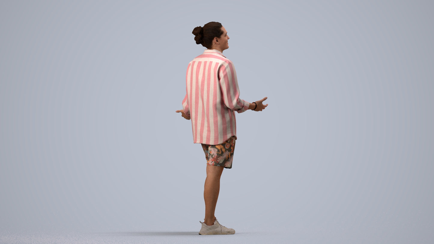 scanned 3D man casual standing, photogrammetry people for Enscape and V-Ray, side view render