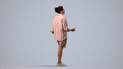 scanned 3D man casual standing, photogrammetry people for Enscape and V-Ray, side view render